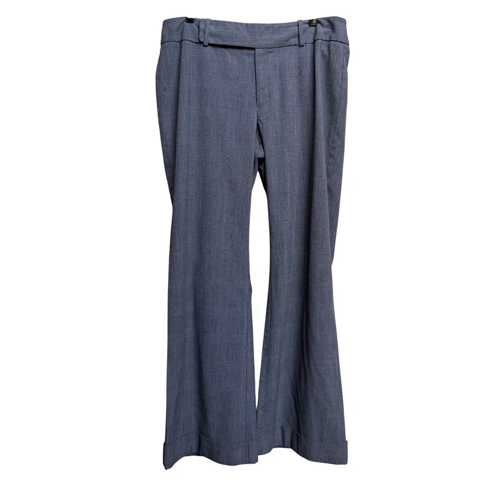Banana Republic Womens Jackson Fit Gray Glen Plaid Wide Leg Cuff Dress Pants 12 - Picture 2 of 8